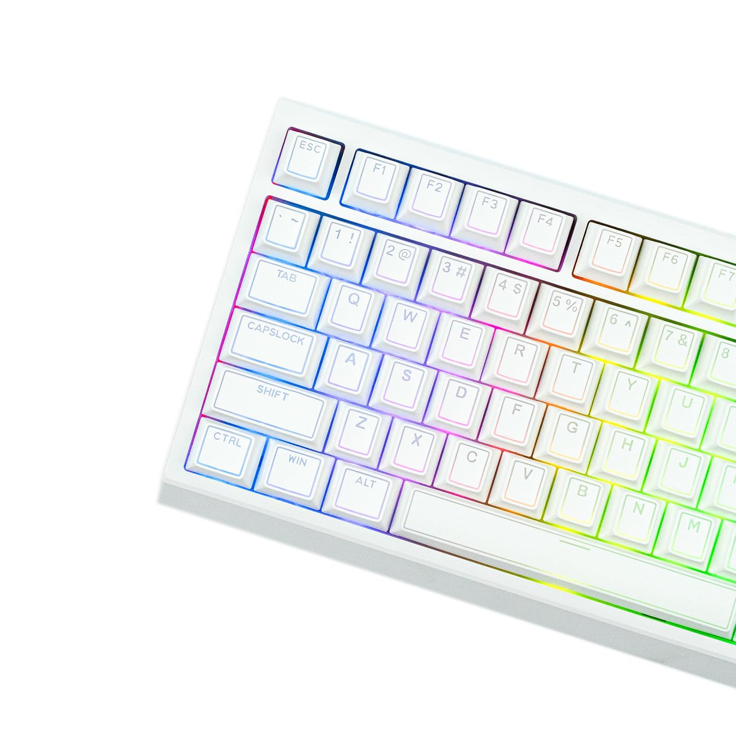 Ematerial nameAKER Glintrix PBT Shine Through Keycaps Arris & Keys Backlit Double Shot Cherry Profile 60/75/96/Full Size Custom Keyboard Keycaps Set for Mechanical Gaming Keyboard (White)