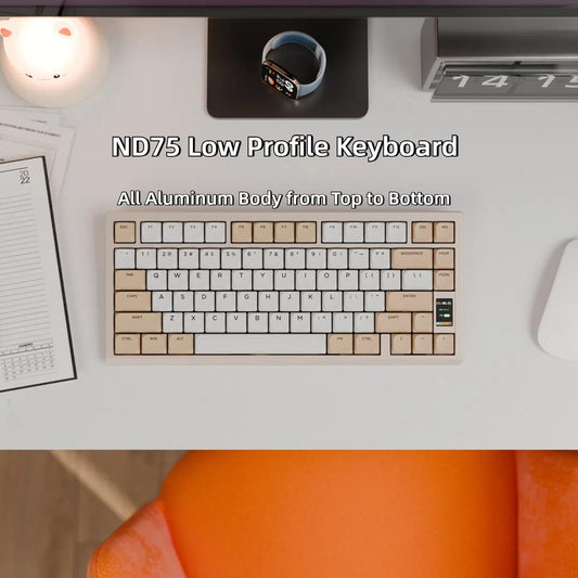 OOCTPK Mechanical Keyboard, Wireless RGB Gaming Keyboard with LCD Screen, UltraThin Design, Beige, PC/Mac Compatible