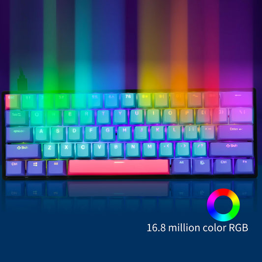 Guffercty Kred GTSP Gk61 60% Mechanical Gaming Keyboard, Gateron Optical Yellow, PBT Keycaps, RGB Backlit, Joker Color