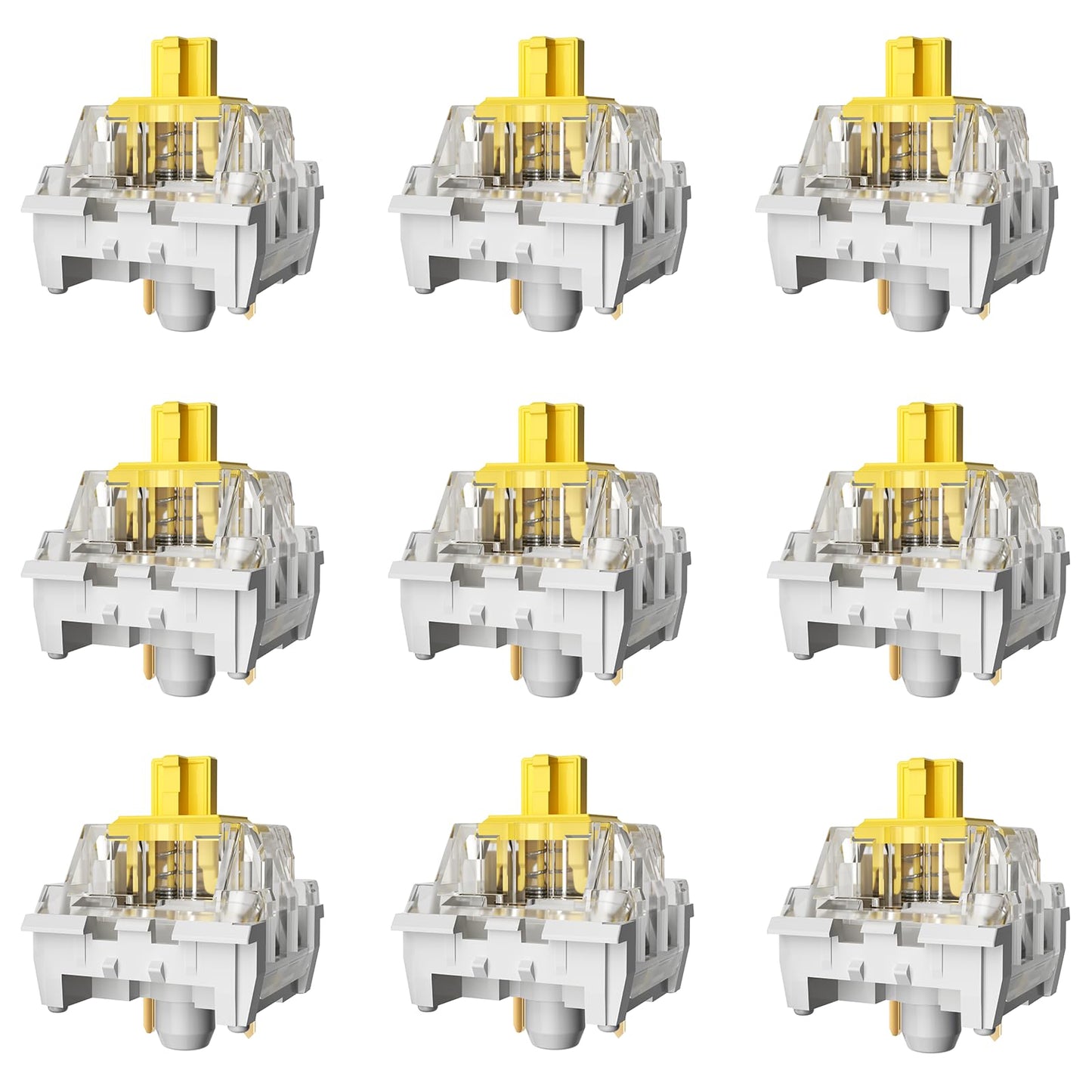 Gngzyte Zhouwang Yellow Keyboard Switches 3-Pin Pre-Lubed Linear Switches for MX Mechanical Gaming Keyboard(Yellow 72PCS)