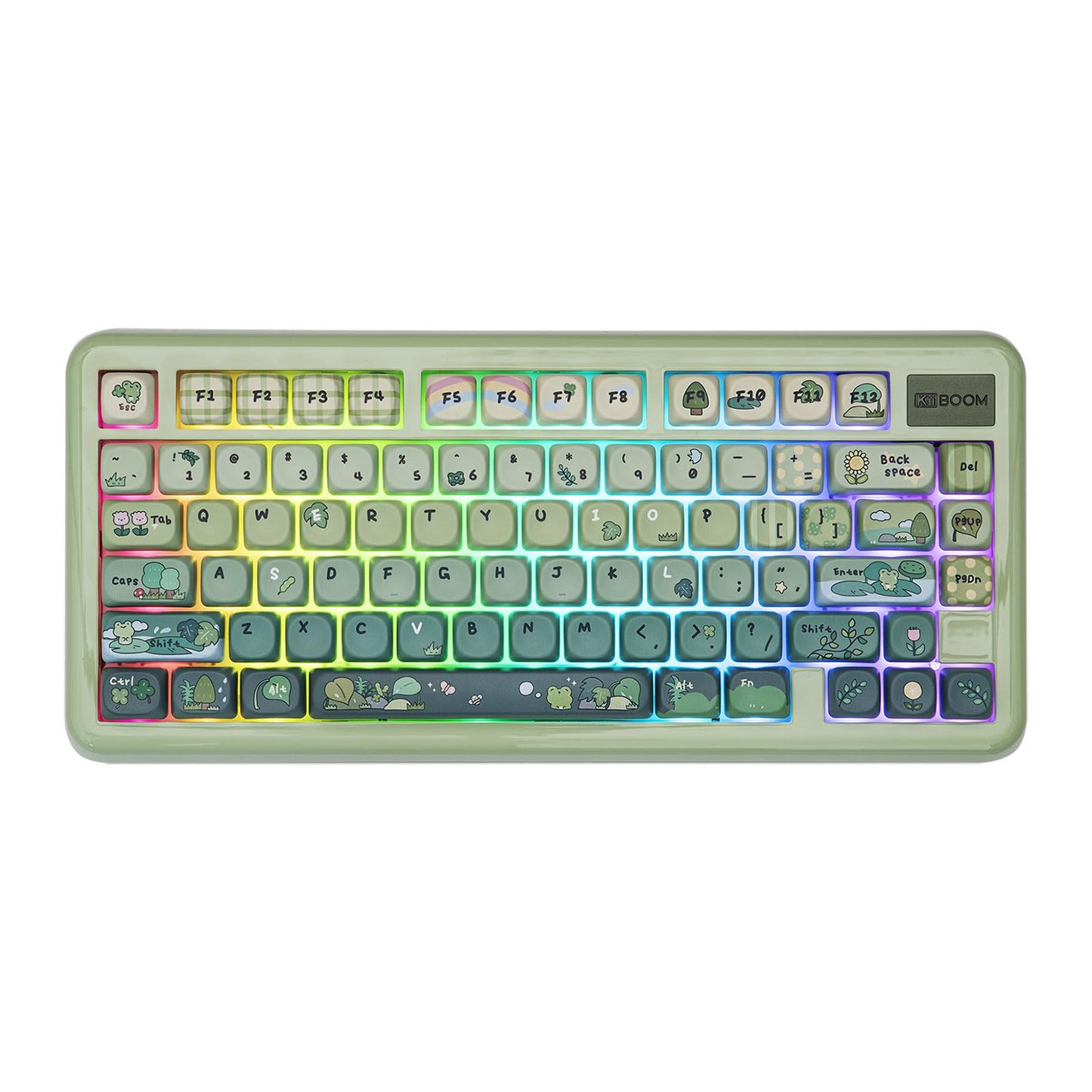KiiBoom Phantom81 Lite 75% Gasket Mechanical Keyboard QMK&VIA Programmable 3 Modes Wireless Gaming Keyboard RGB Backlights ABS Case + UV Tech Hot-Swappable for Windows/Mac/Linux (Green)