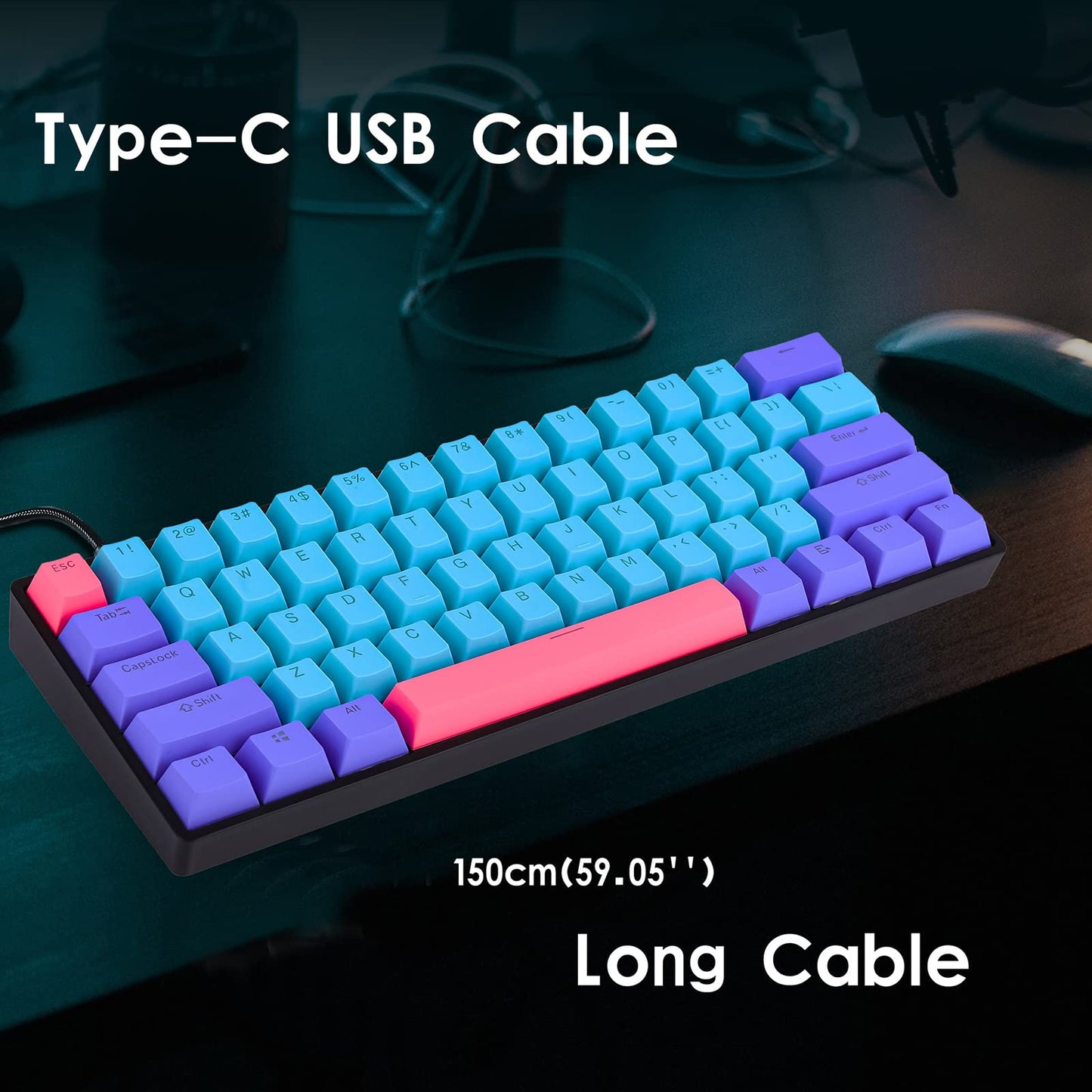 Guffercty Kred GTSP Gk61 60% Mechanical Gaming Keyboard, Gateron Optical Yellow, PBT Keycaps, RGB Backlit, Joker Color