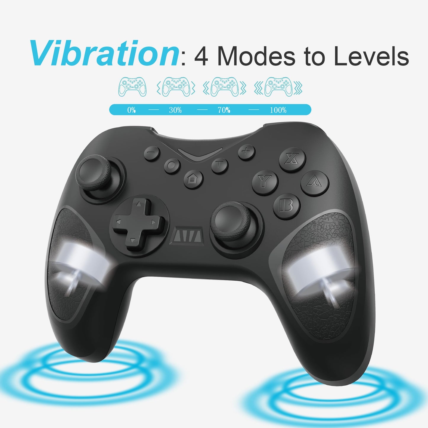 Playnex Wireless Controller for Nintendo Switch - 2 Pack, Hall Effect Joystick, RGB Lights, Turbo, Dual Vibration, Black with Red/Blue Accents