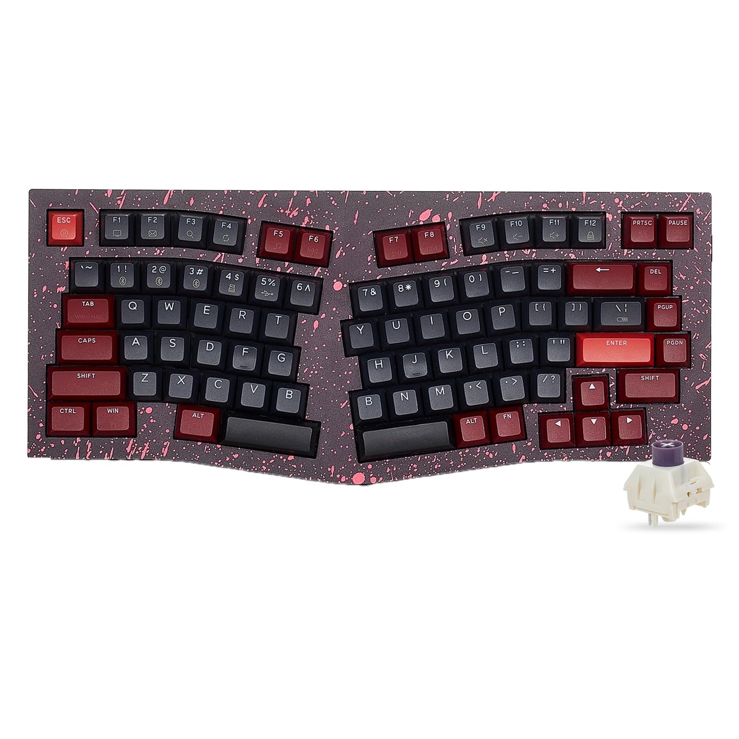 Hexgears F2 Alice83 Aluminum Custom Mechanical Keyboard Split 83 Keys Alice Layout Ergonomic Keyboard Hot Swappable Creamy Linear Switch BT5.0/2.4GHz/USB-C RGB Backlit for Win/Mac (Burgundy)