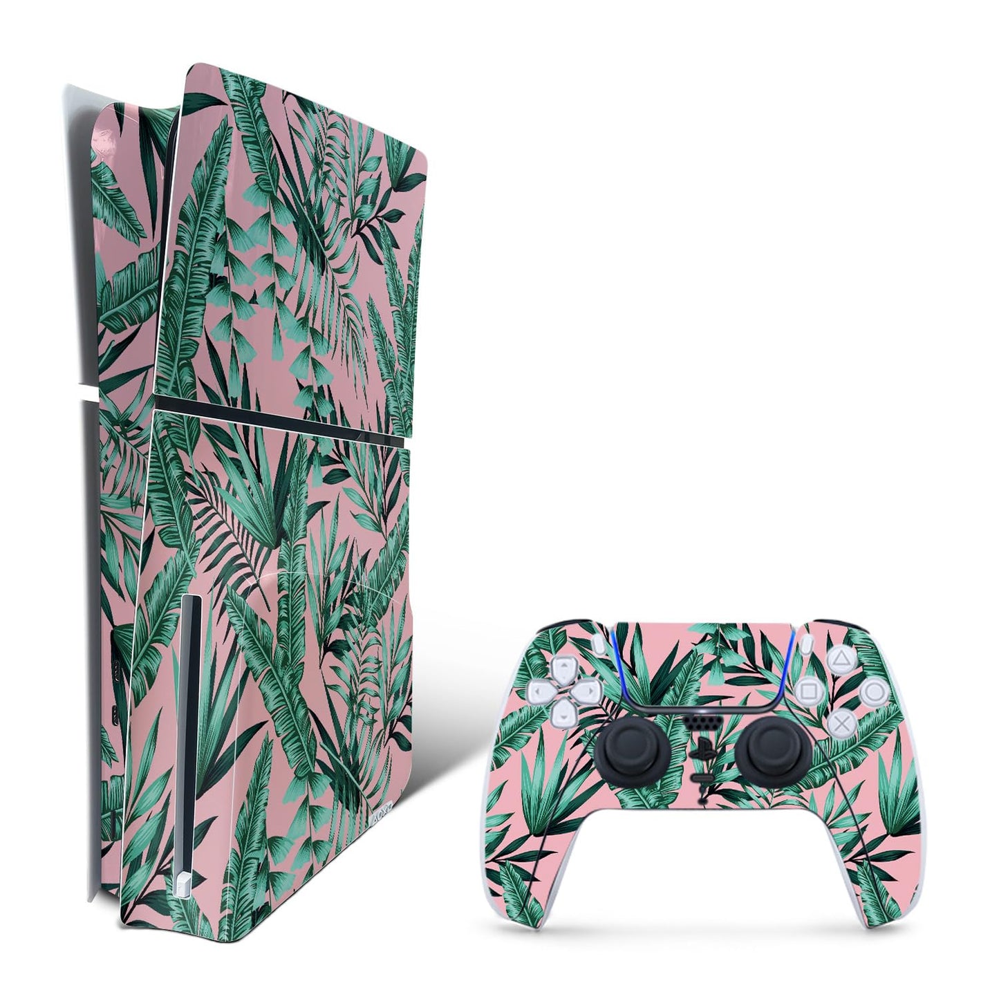 MightySkins Skin Compatible with PlayStation 5 Slim Disk Edition Bundle - Two Tone Tropical | Protective Durable and Unique Vinyl Decal wrap Cover | Easy to Apply | Made in The USA