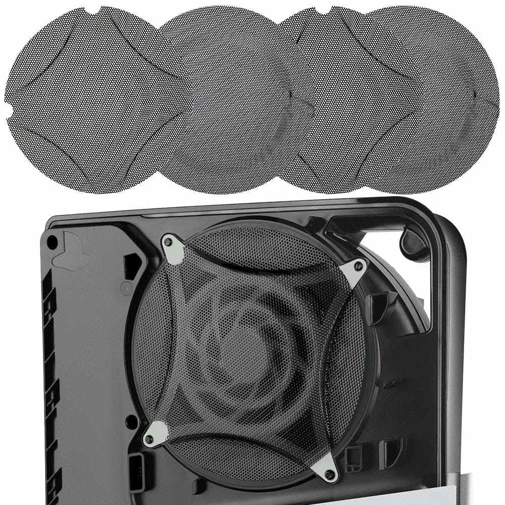 Chanvoo Metal PS5 Slim Dust Cover Protector 4 Pack Fan Dustproof Filter Mesh High-Density Breathable Mesh Dust Cover for PS5 Cooling Fan Compatible with Digital & Disc Edition (Black)