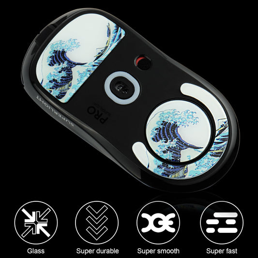 JOMKIZ Glass Mouse Feet Skates - Smooth Upgrade Kit for Logitech G Pro X - Blue