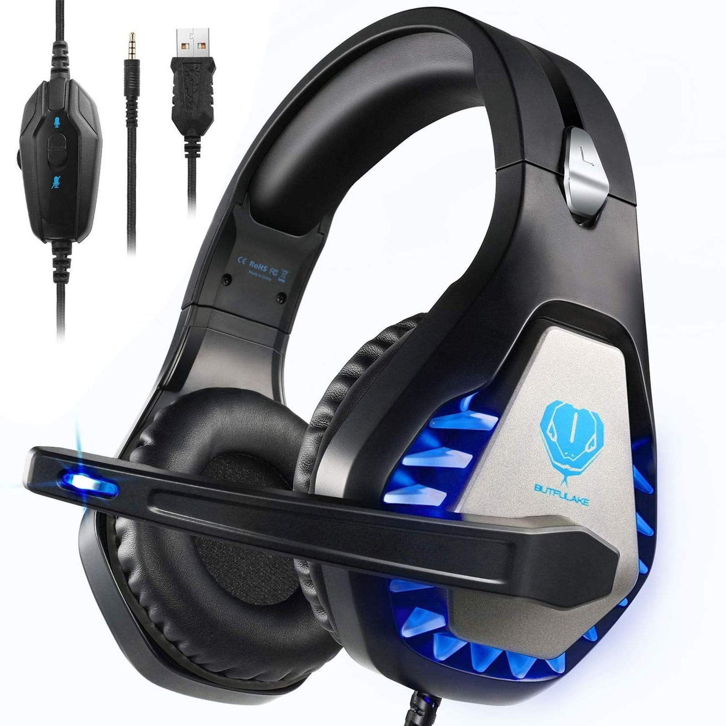 Gaming Headset for PS4 Xbox One PC PS5 Laptop Mac Nintendo Switch 3.5MM Noise Cancelling Over Ear Headphones with Mic Bass Surround Soft Memory Earmuffs (Black)