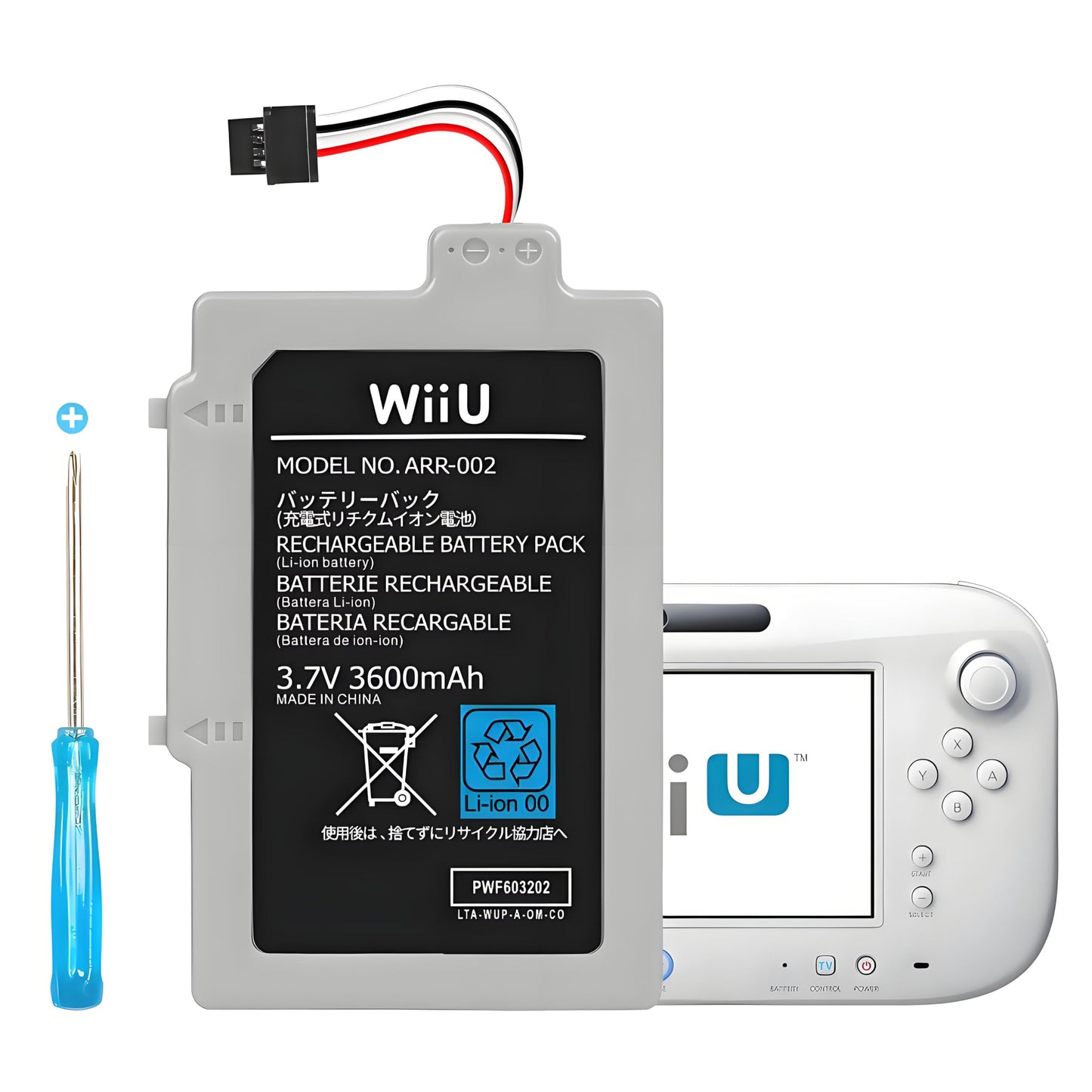 JUBOTY 3600mAh 2025 New Upgrade Wii U Gamepad Battery Rechargeable Lithium-Ion Battery Replacement Wii Accessory for Nintendo Wii U Gamepad WUP-010 WUP-012