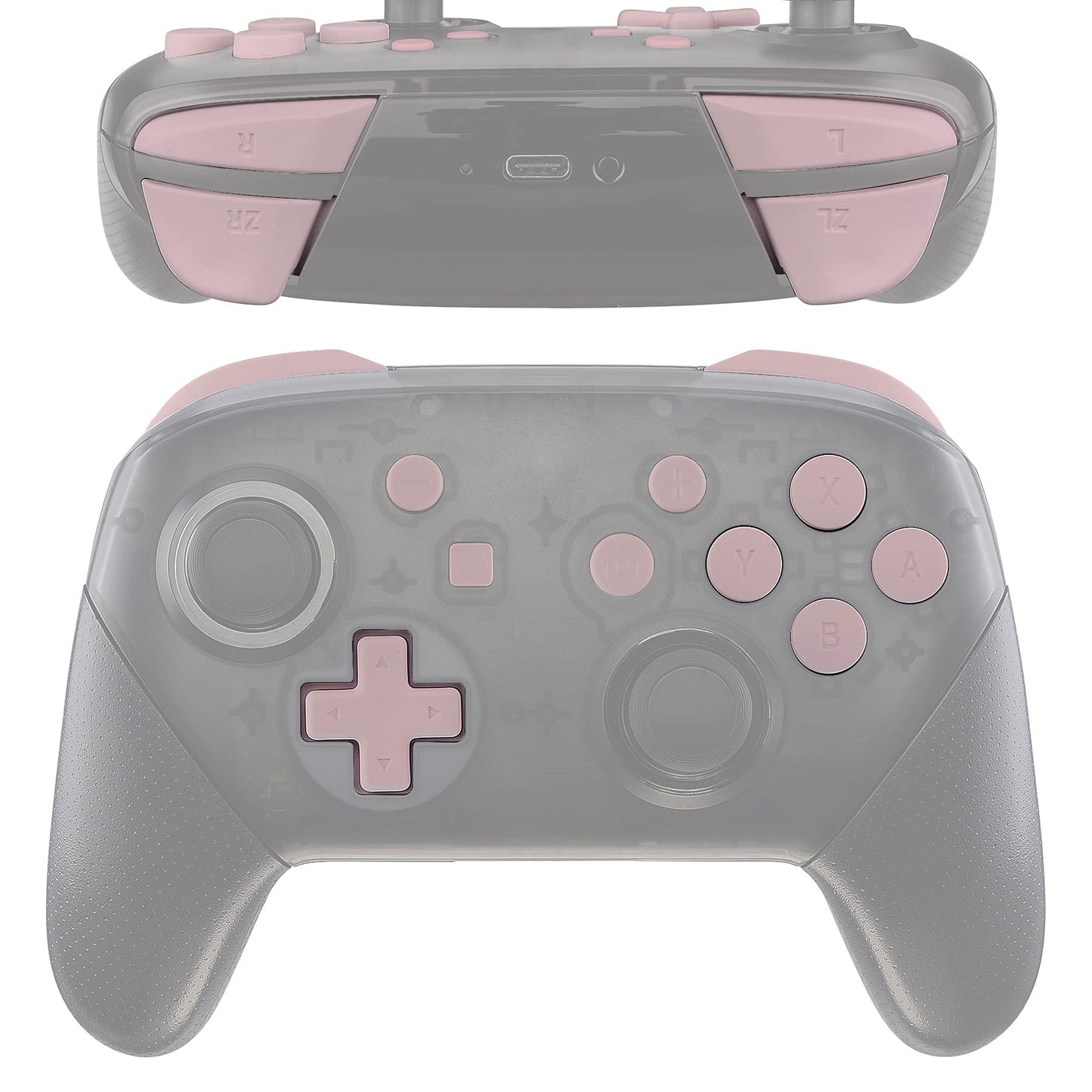 eXtremeRate Cherry Blossoms Pink ABXY D-pad ZR ZL L R Keys for Nintendo Switch Pro Controller Glossy DIY Replacement Full Set Buttons with Tools for Nintendo Switch Pro - Controller NOT Included