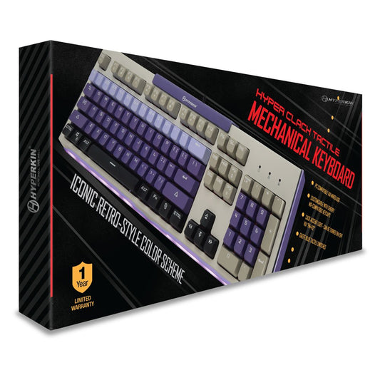 Hyperkin Hyper Clack Tactile Mechanical Keyboard for PC/Mac - Retro-Style, Blue, Model M07207