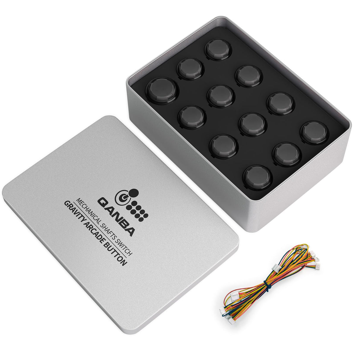 QANBA Gravity KS RGB LED Illuminated Buttons Snap-in Mechanical Pushbutton (Boxed (Clear Black R04(12pcs))