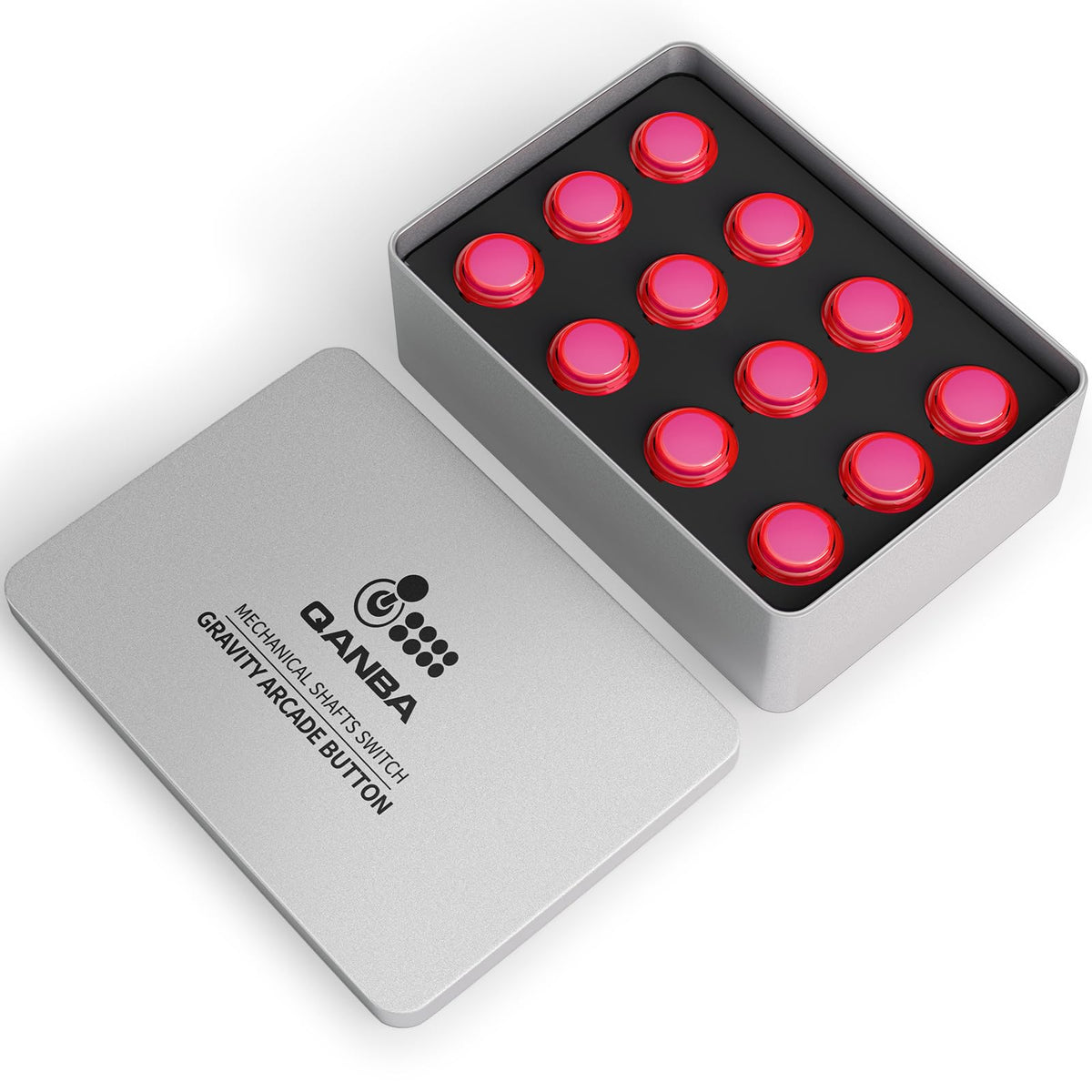 Qanba Gravity KS Mechanical Arcade Buttons 24mm Snap-in Mechanical Pushbutton (Boxed (Clear Pink E12(12 pcs))