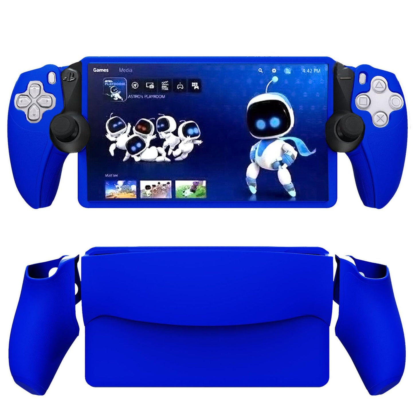 Buziba Controller Silicone Cover Controller Skin Split Protective Sleeve for PS5 PlayStation Portal Handheld Game Console Soft Rubber Case (Blue)