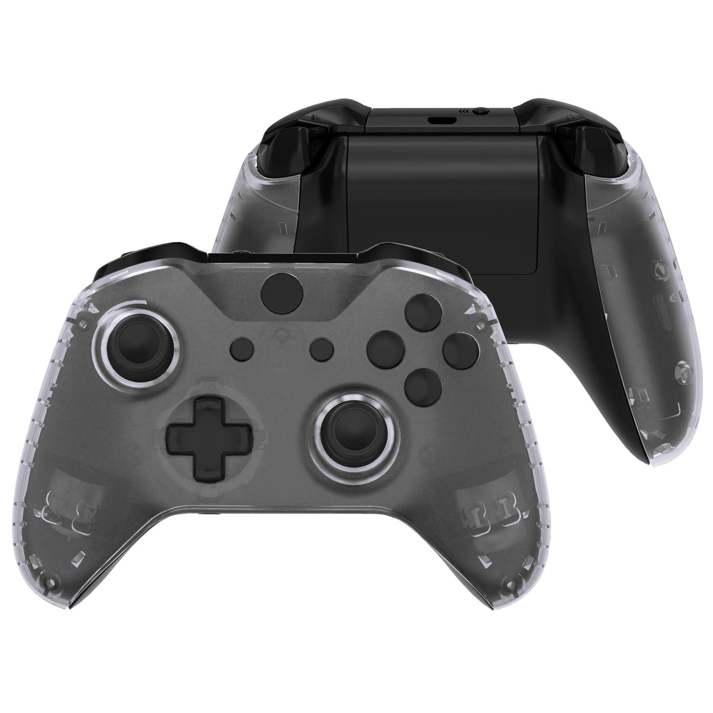eXtremeRate Transparent Clear Faceplate Side Rails for Xbox One Wireless Controller Model 1708 Replacement Front Housing Shell Panels for Xbox One X & One S Controller