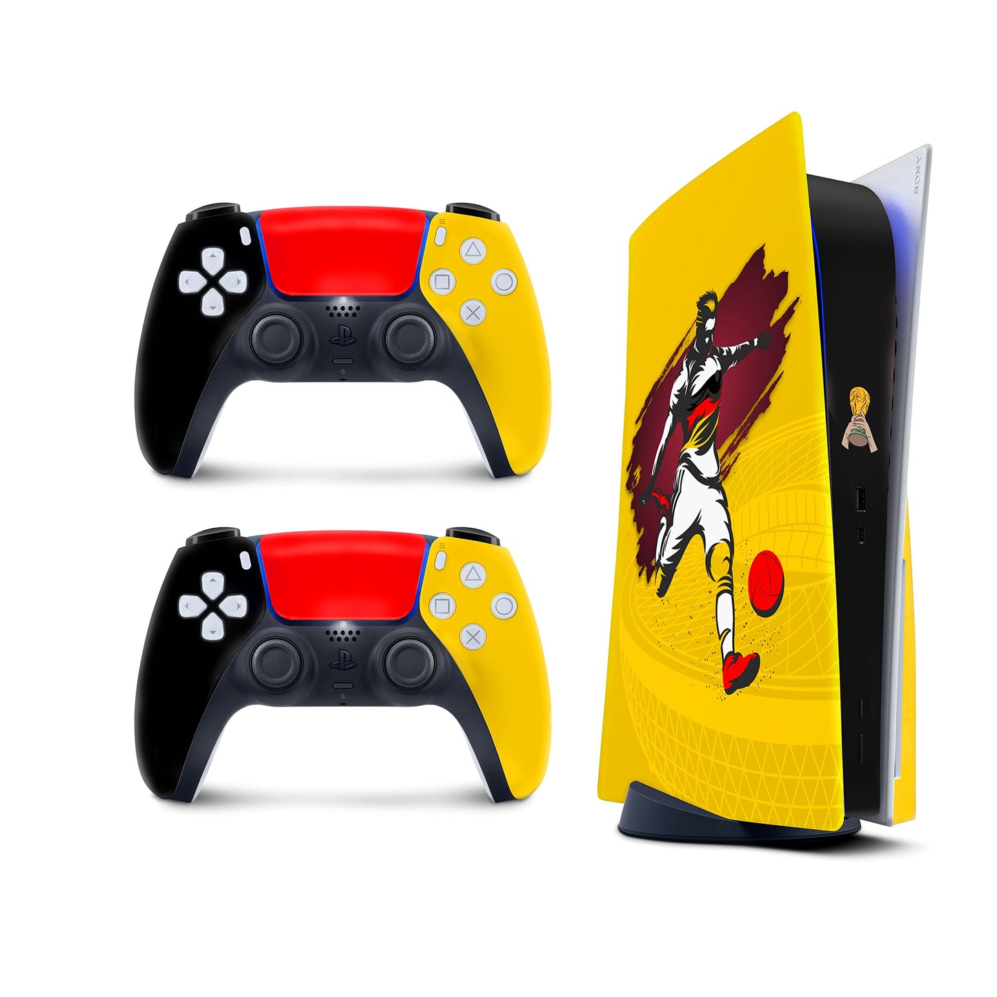 TACKY DESIGN World Cup Stickers 2022 Skin for Playstation 5 Console & 2 Controllers PS5 Soccer Stickers Skin Vinyl 3M Decal National Teams Stickers Full wrap Cover (Disc Version Germany Skin)