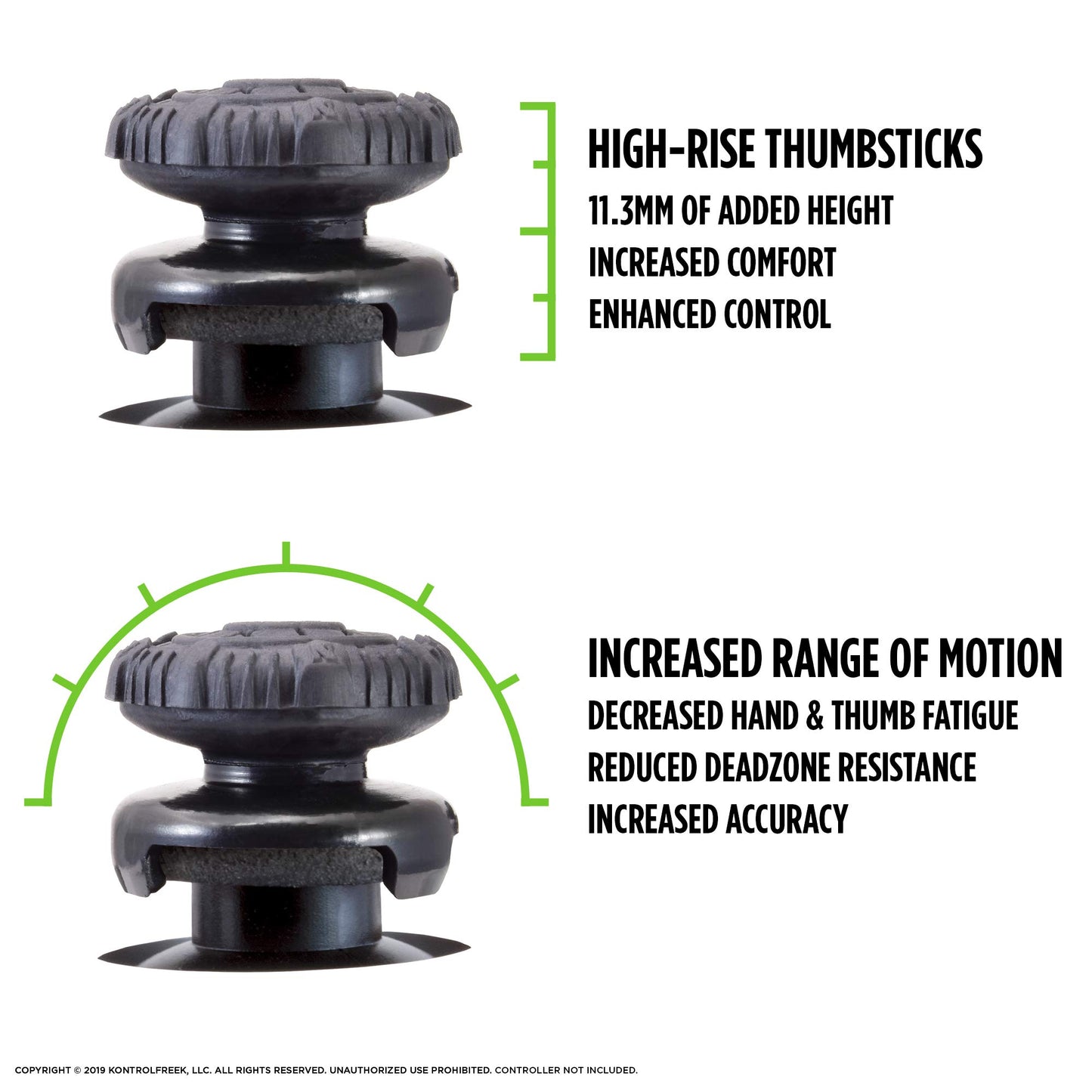 KontrolFreek Fps Freek Battle Royale Nightfall - PS4/PS5 Thumbsticks, High-Rise Convex, Black, Model 399426, Rubber Material