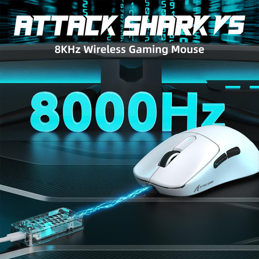 ATTACK SHARK V5 Wireless Gaming Mouse - 42000 DPI, Ultra-Lightweight, Wired/BT/2.4GHz, White