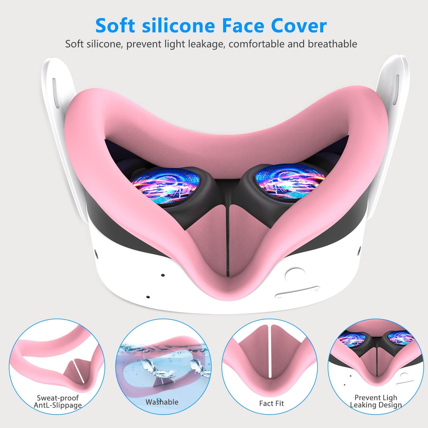 MTomatoVR 7 in 1 Silicone Cover Set for Quest 3S - Honeycomb-Pink, Includes Controller Grips, Face Cover, Lens Protector