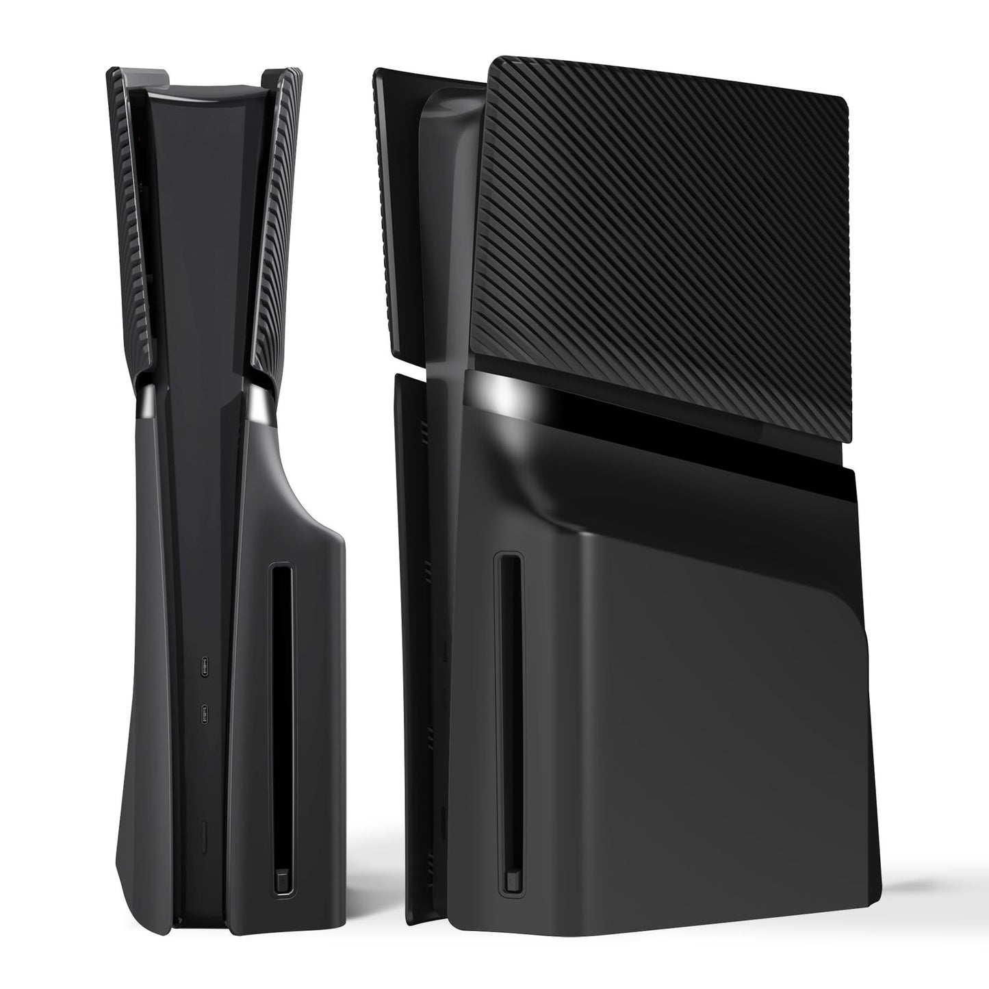 eXtremeRate eXcover Console Replacement Top Bottom Cover Compatible with ps5 Slim Disc Edition Side Panel Faceplate Back Plate with Cooling Vent Shell Compatible with ps5 Slim Disc Console - Black