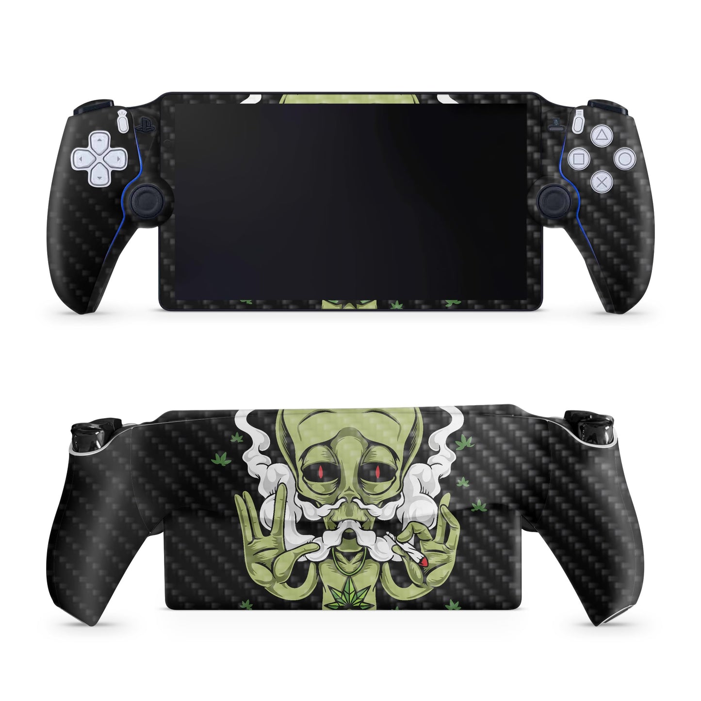 Carbon Fiber Gaming Skin Compatible with PS5 Portal Remote Player - Come in Peace - Premium 3M Vinyl Protective Wrap Decal Cover - Easy to Apply | Crafted in The USA by MightySkins