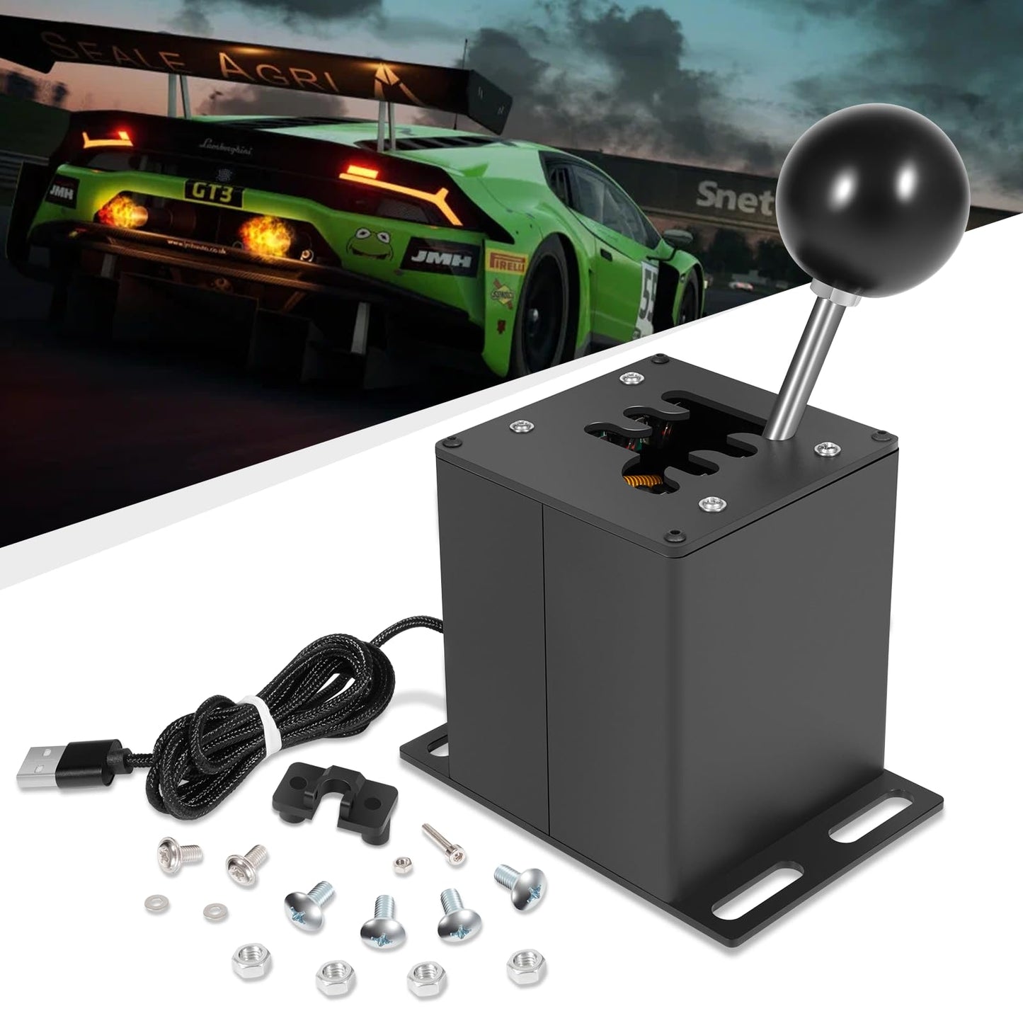 Camoo PC USB Racing Simulator Shifter Shift 6+R PC Simulator Shifter for ETS, Dust, WRC, LFS Racing Games, Compatible with G29 G