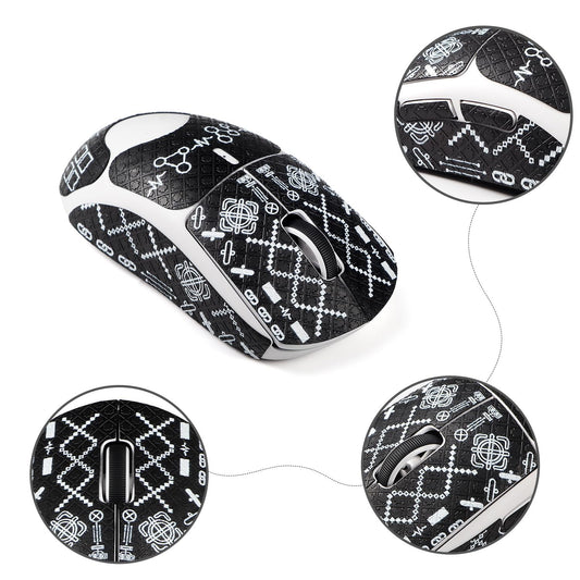 immoenuc Mouse Grip Tape for Logitech G PRO X Superlight - Anti-Slip, Sweat-Resistant, Pre-Cut, Printing Pattern