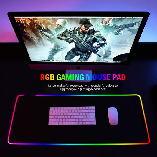 Itopfox RGB Gaming Mouse Pad - Large Extended 800x300mm, Anti-Slip Rubber, Waterproof, 14 Lighting Modes, Model ITMD02