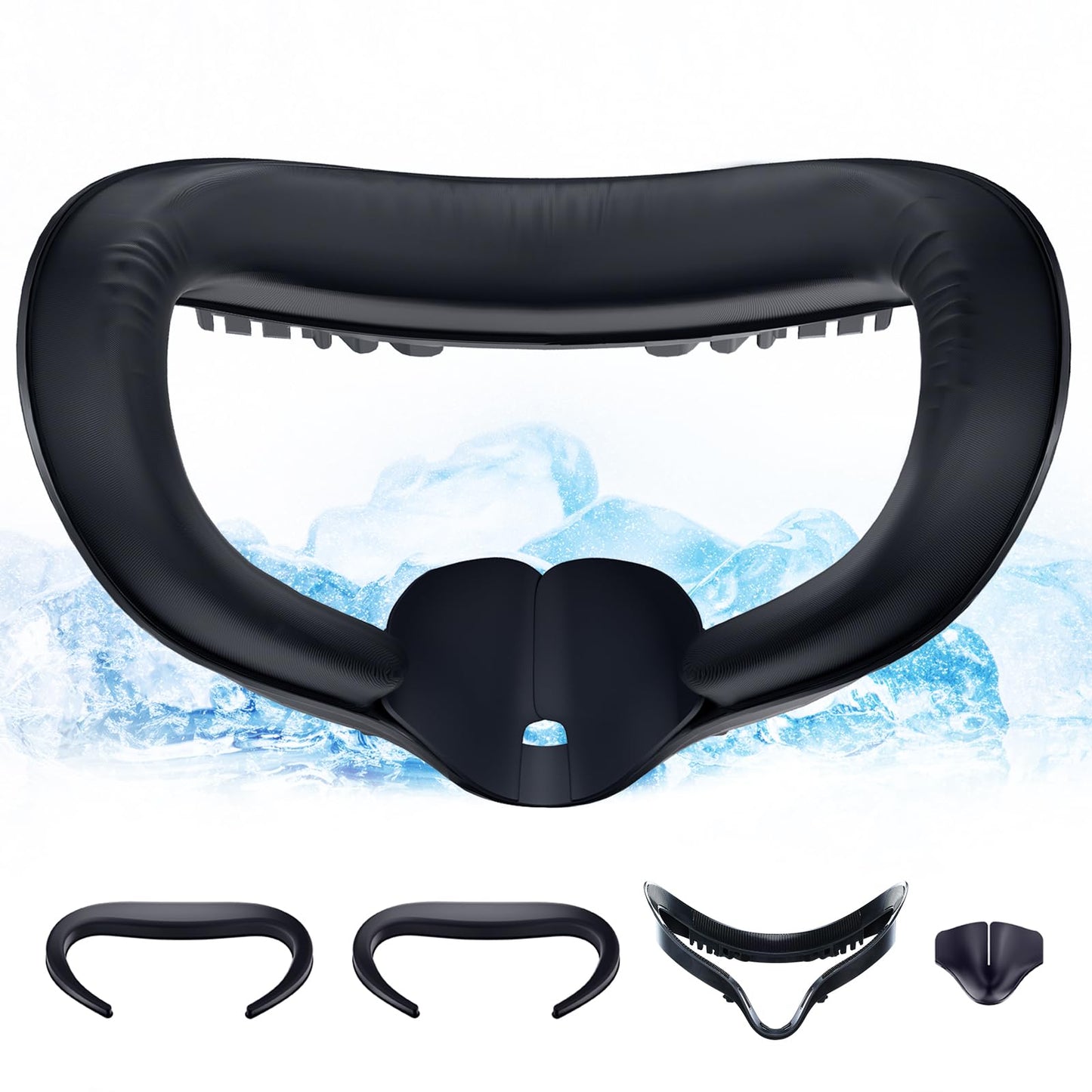 DESTEK Cooling Face Pad Compatible with Oculus Quest 2 Soft & Bouncy Face Cover Replacement (Includes 2 Coushions) with Sturdy Facial Interface and Secure Light-Blocking Nose Guard