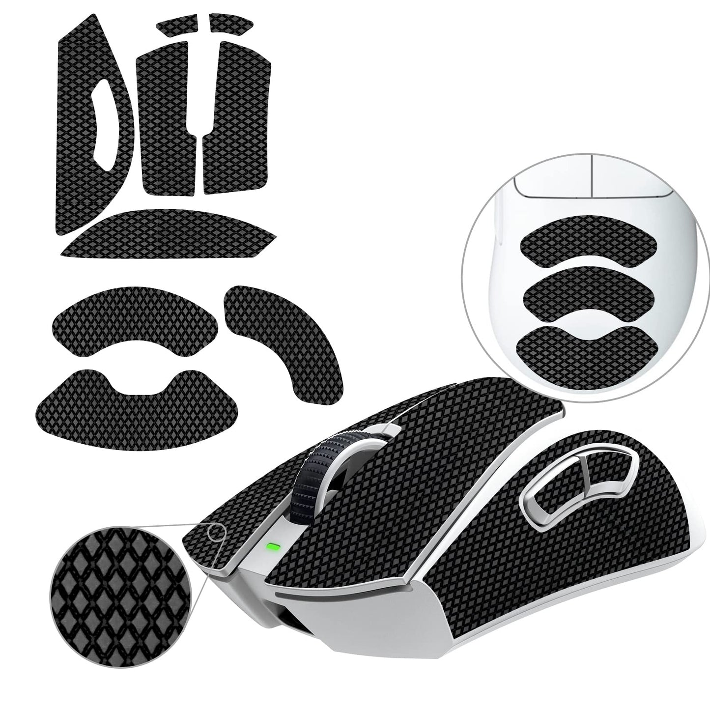 TALONGAMES Mouse Anti Slip Grip Tape Compatible with Razer DeathAdder V3 Pro Gaming Mouse Palm Sweat Absorption Thin 0.5mm Cut to Fit Easy to Apply Mouse Skin (Black)