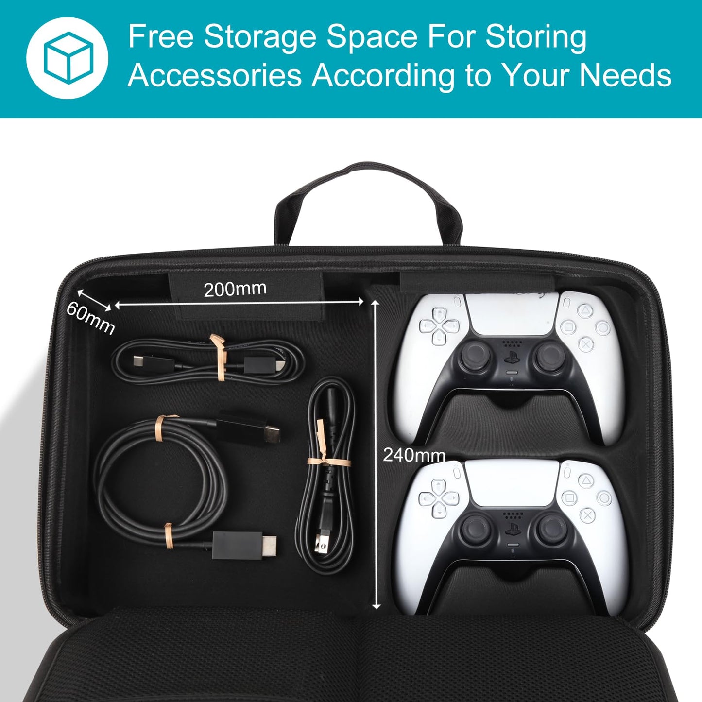 Diocall Hard Case for PS5 Slim 2023 - Protective Travel Case for Console & Controllers - Black, Model CaseP5 7723