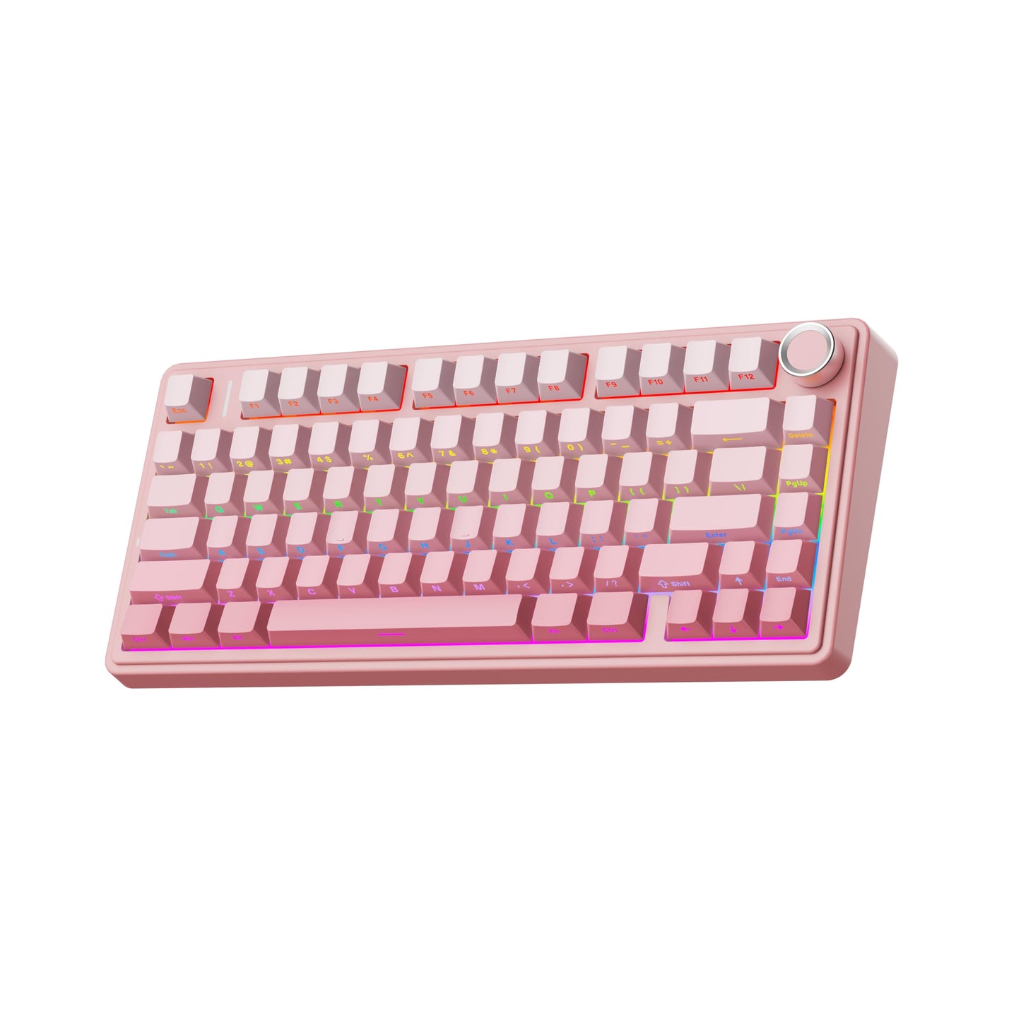 EPOMAKER X Aula F75 75% Wireless Gaming Keyboard Bluetooth/2.4GHz/USB-C Hot Swappable Creamy Mechanical Keyboard with 5-Layer Padding&Knob NKRO RGB (Pink)
