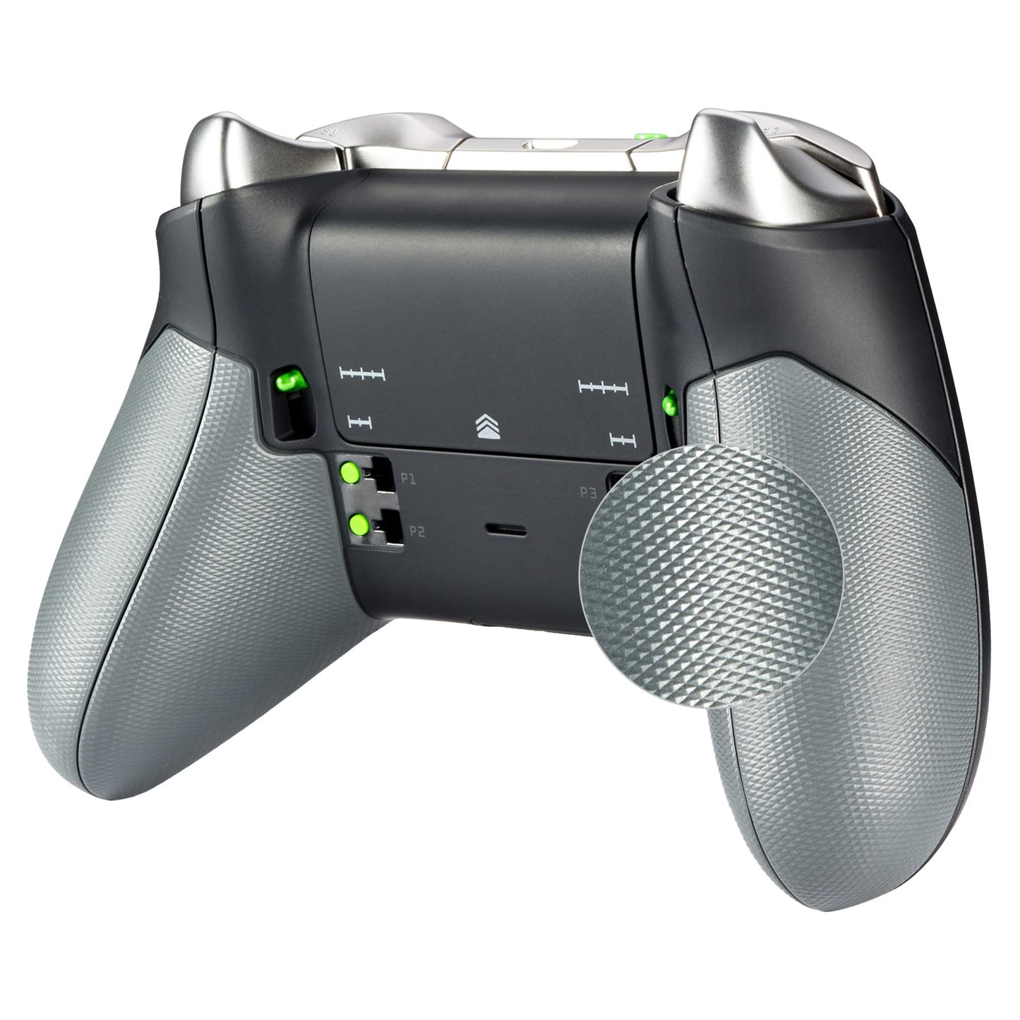 eXtremeRate Gray Rubberized Right Left Side Rails Replacement Rear Handle Grips Back Panels Faceplates Kits for Xbox One fine design Controller (Model 1698)