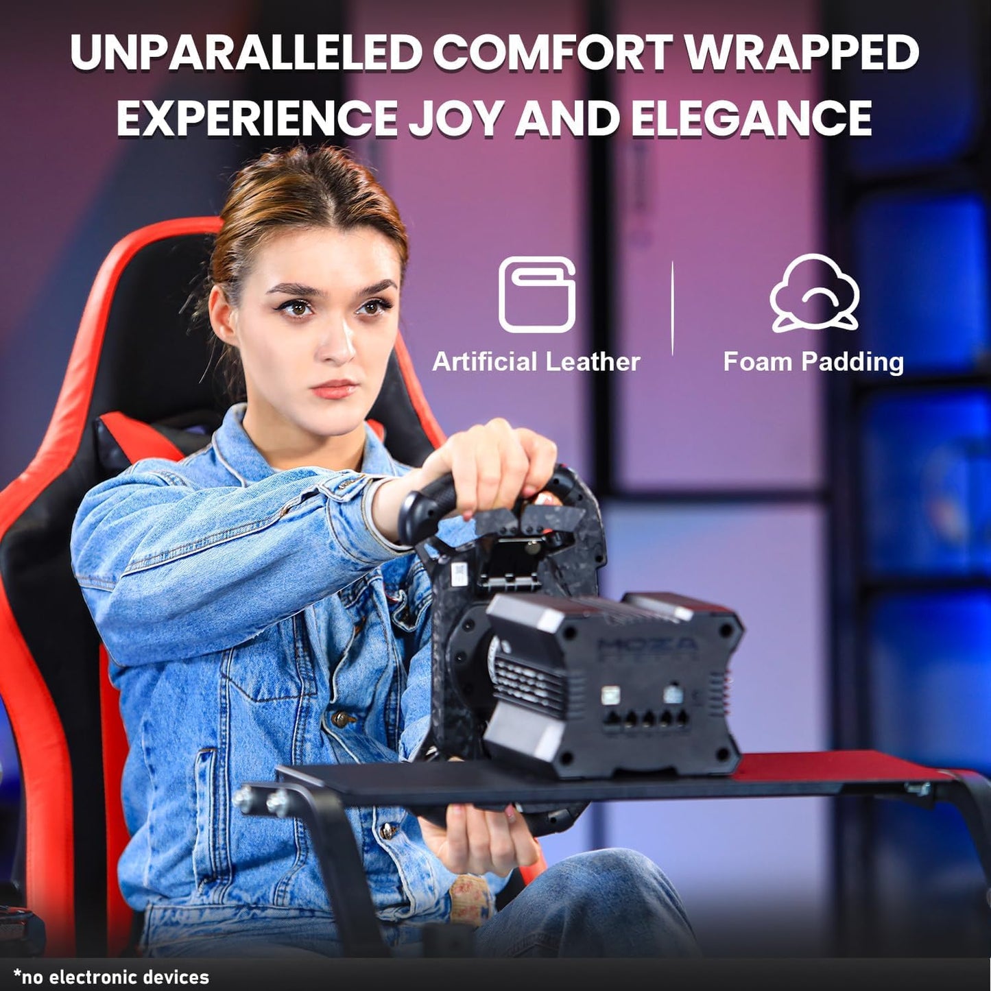 Marada Racing Simulator Cockpit Frame MAUS037 - Adjustable Red Seat for Logitech G29/G920/G923 - Gear Shifter Mount Included