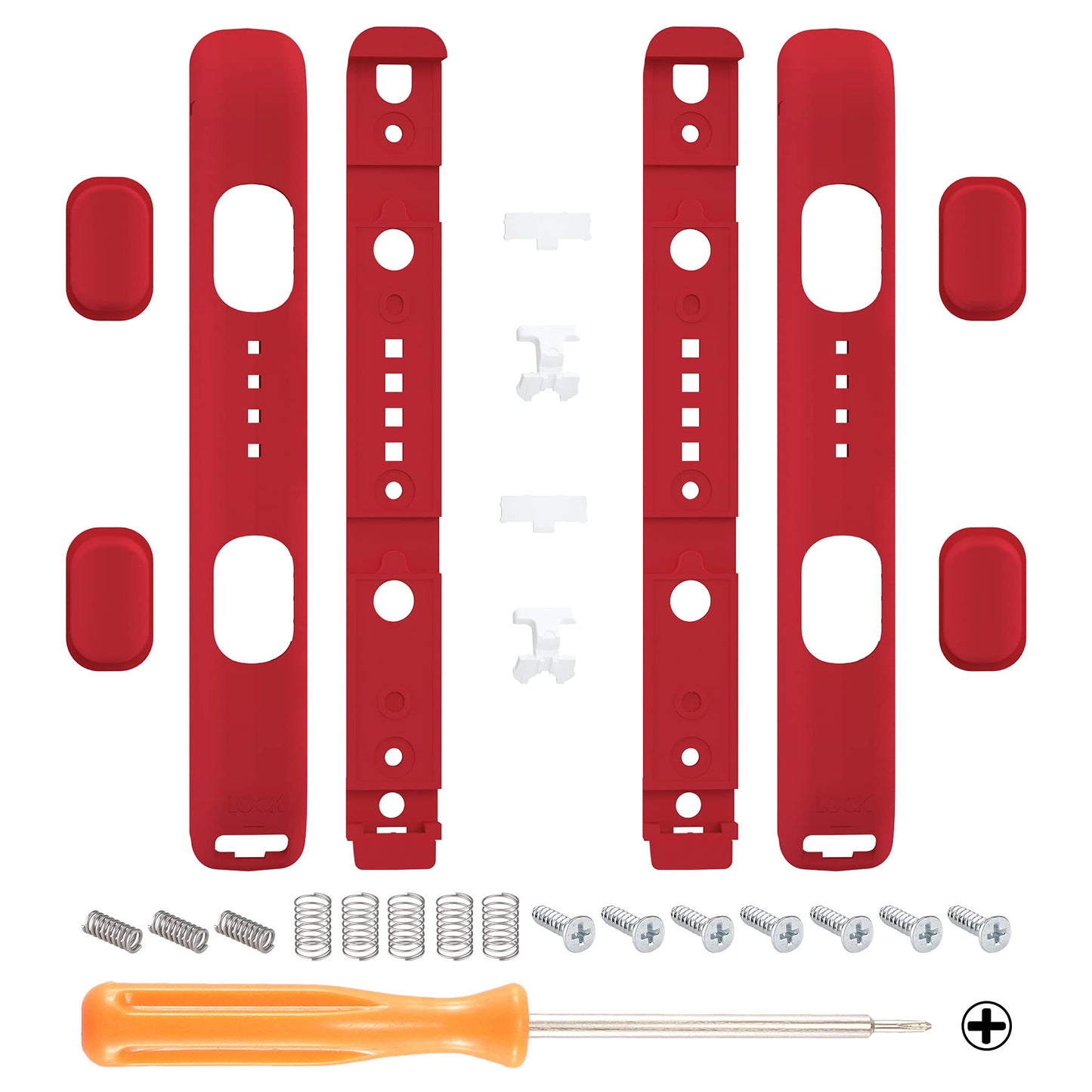 eXtremeRate DIY Replacement Shell for Joycon Strap Passion Red Soft Touch Custom Controller Wrist Strap Housing Buttons for Nintendo Switch & Switch OLED Model - 2 Pack