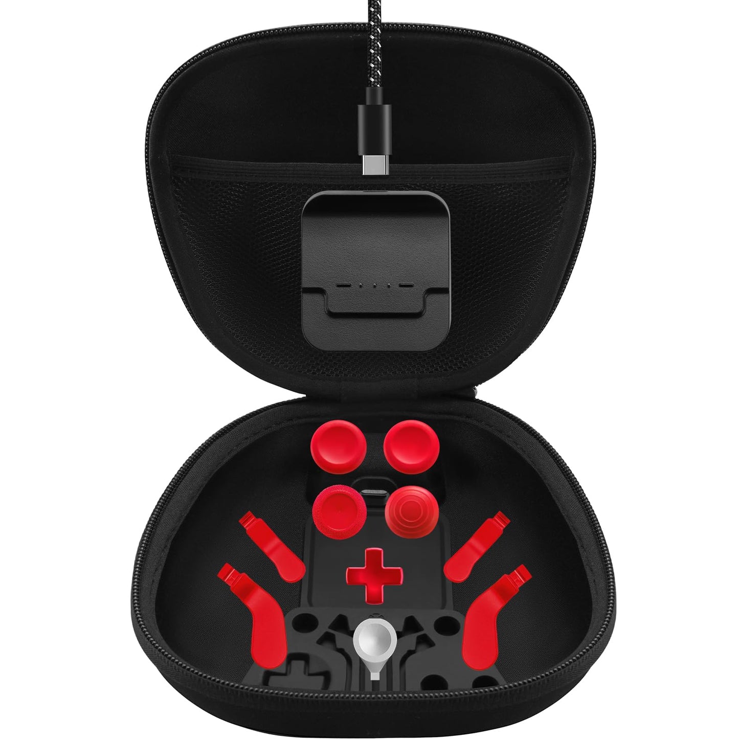Complete Component Pack for Xbox Elite Controller Series 2 - Accessories Includes 1 Controller Carrying Case 1 Charging Dock 4 Thumbsticks 4 Paddles 1 Adjustment Tool and 1 Charging Cable(RED)