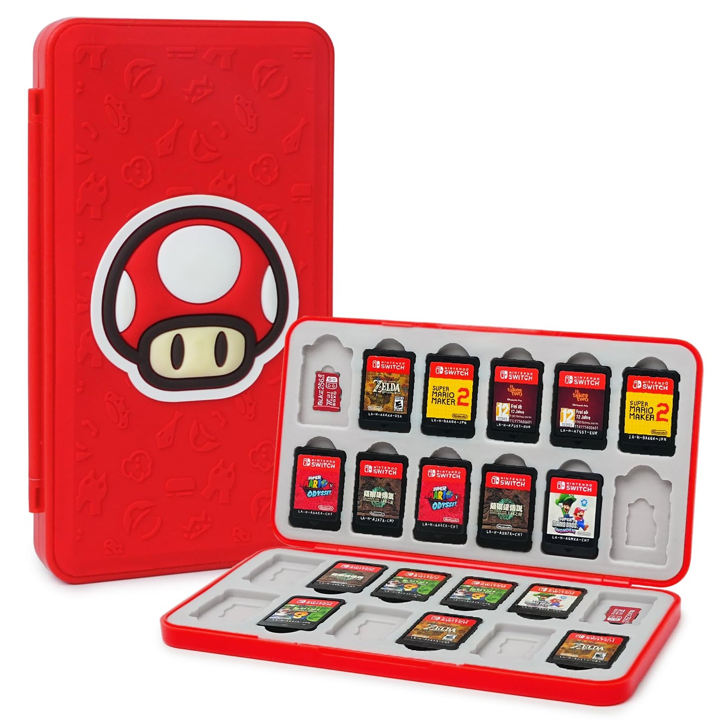 TIKOdirect Game Card Case for Nintendo Switch 2 / Switch / SD Cards Storage 24 Switch Game Cards Portable Holder Pretty Cute Hard Shell with Magenic Closure Red
