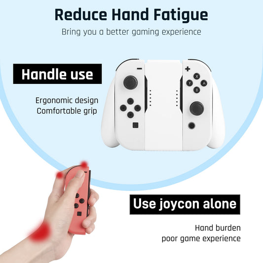 FUNDIARY Comfort Charging Grip for Nintendo Switch & OLED Joycon - Black, Includes LED Indicator, Charging Cable & 6 Thumb Caps