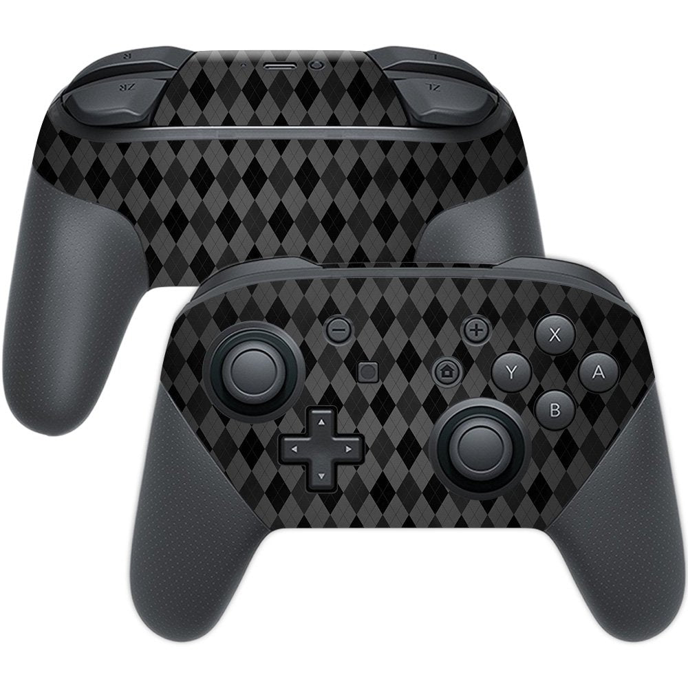 MightySkins Skin Compatible with Nintendo Switch Pro Controller - Black Argyle | Protective, Durable, and Unique Vinyl Decal wra