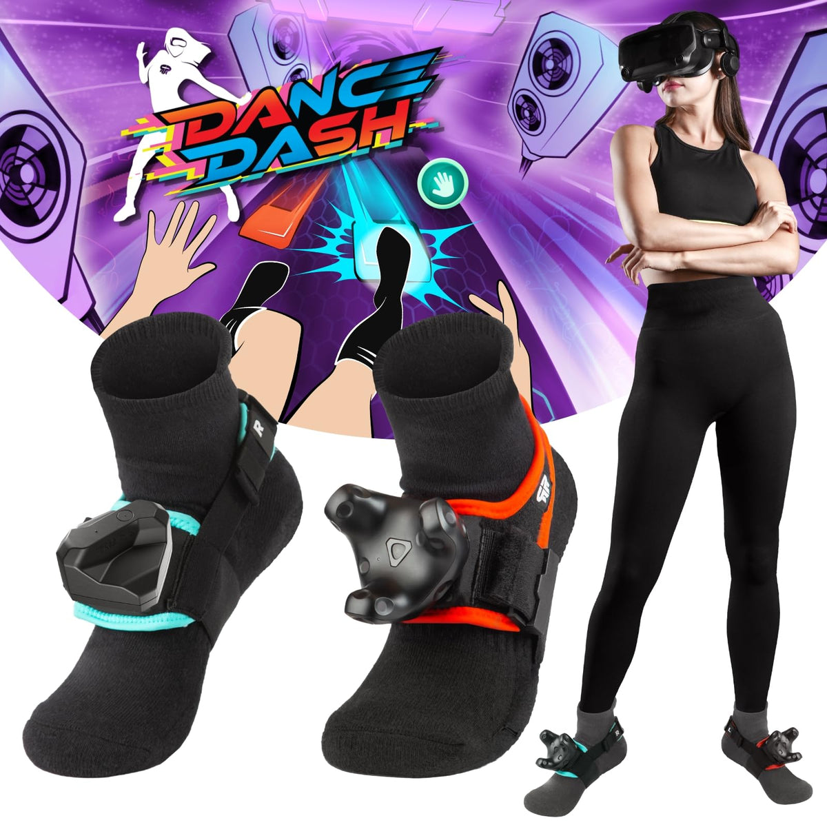 Rebuff Reality Trackstraps fine design - Foot Strap for VR Tracker Compatible with Vive Ultimate Tracker 3.0 & 2.0 Ideal for VRChat Dance Dash Full Body Tracking and VR Gaming - 2 Feet Straps