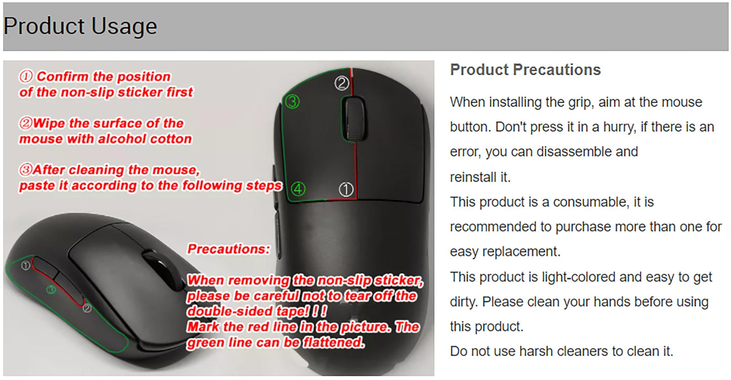 Hokeyio Grip Tape for Razer Deathadder V3 Pro - Anti-Slip, Soft Leather, 0.5mm, Printsteam Red, Model AA0244