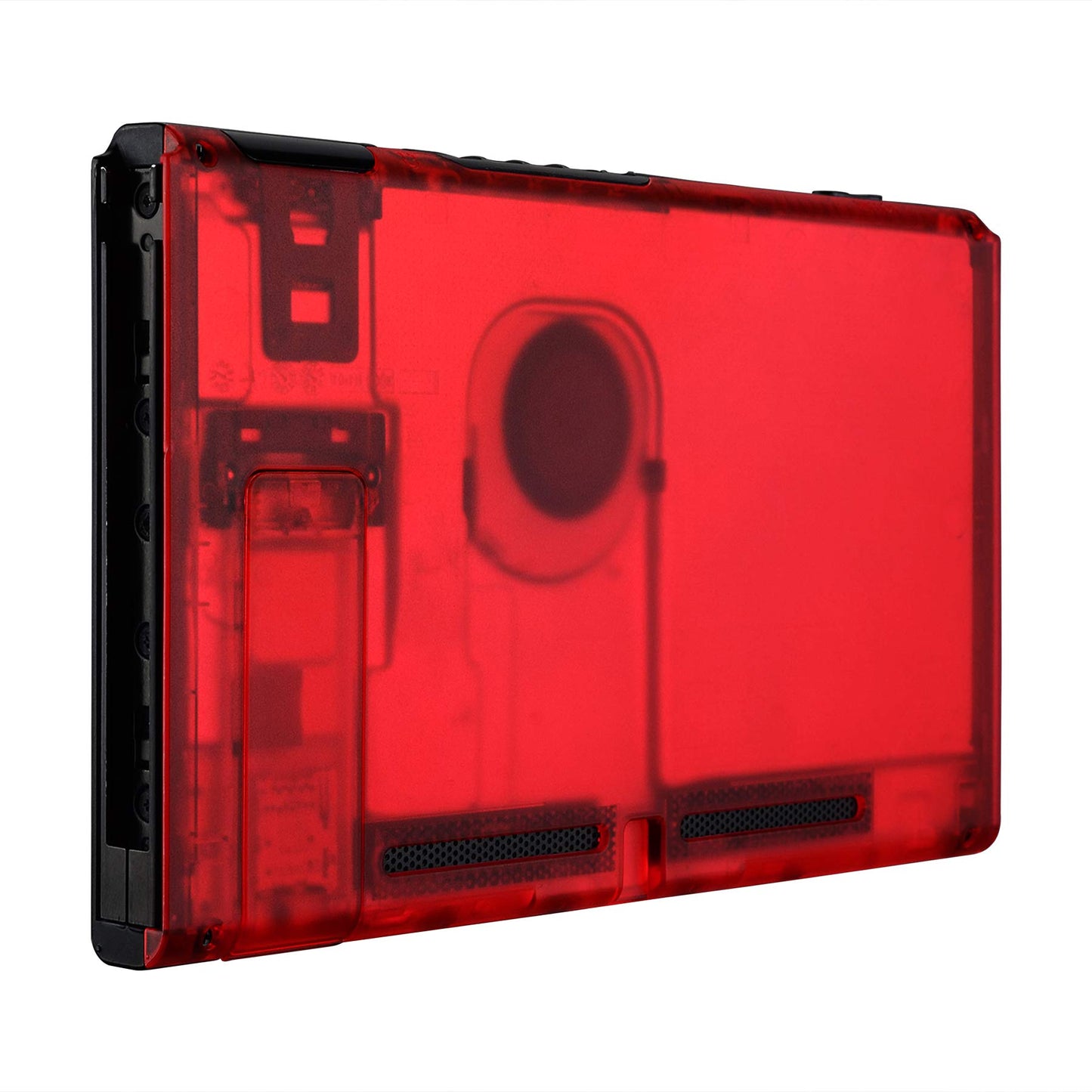 eXtremeRate Transparent Clear Red Console Back Plate DIY Replacement Housing Shell Case for Nintendo Switch Console with Kickstand - JoyCon Shell NOT Included