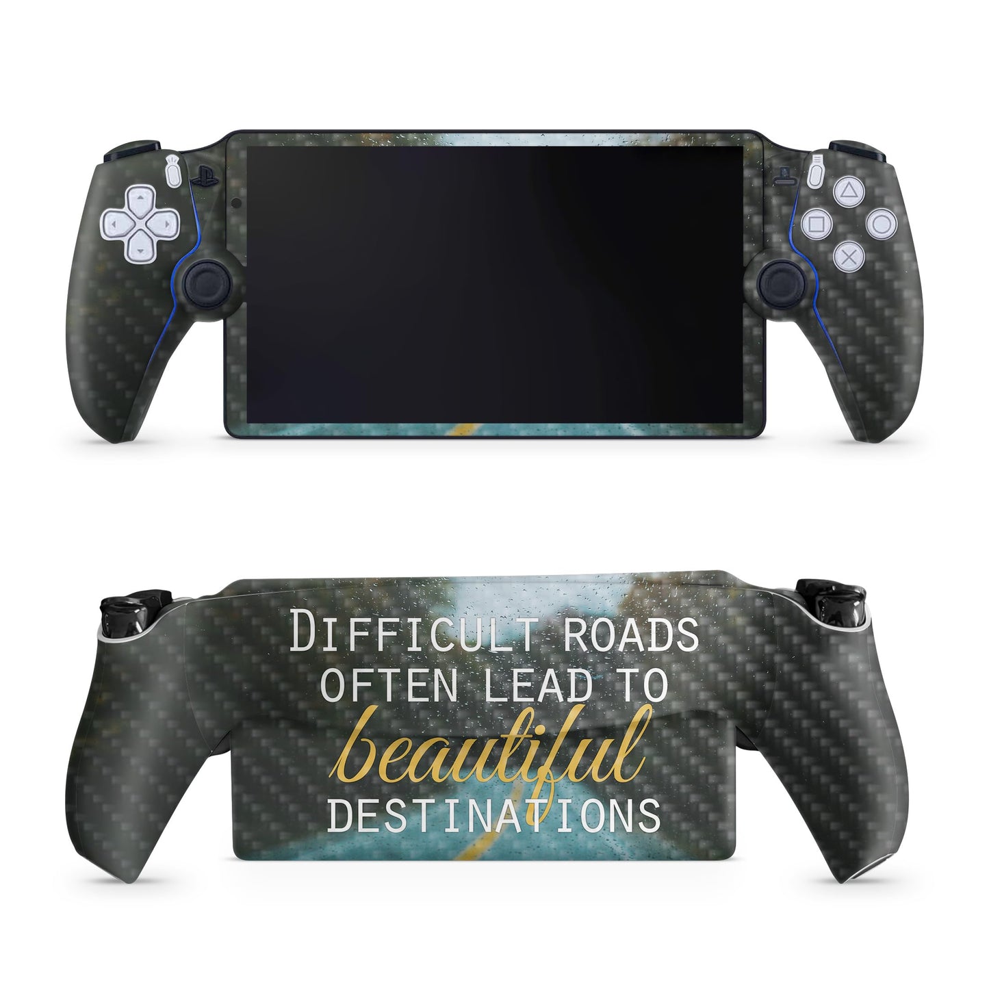 Carbon Fiber Gaming Skin Compatible with PS5 Portal Remote Player - Difficult Roads - fine 3M Vinyl Protective Wrap Decal Cover - Easy to Apply | Crafted in The USA by MightySkins
