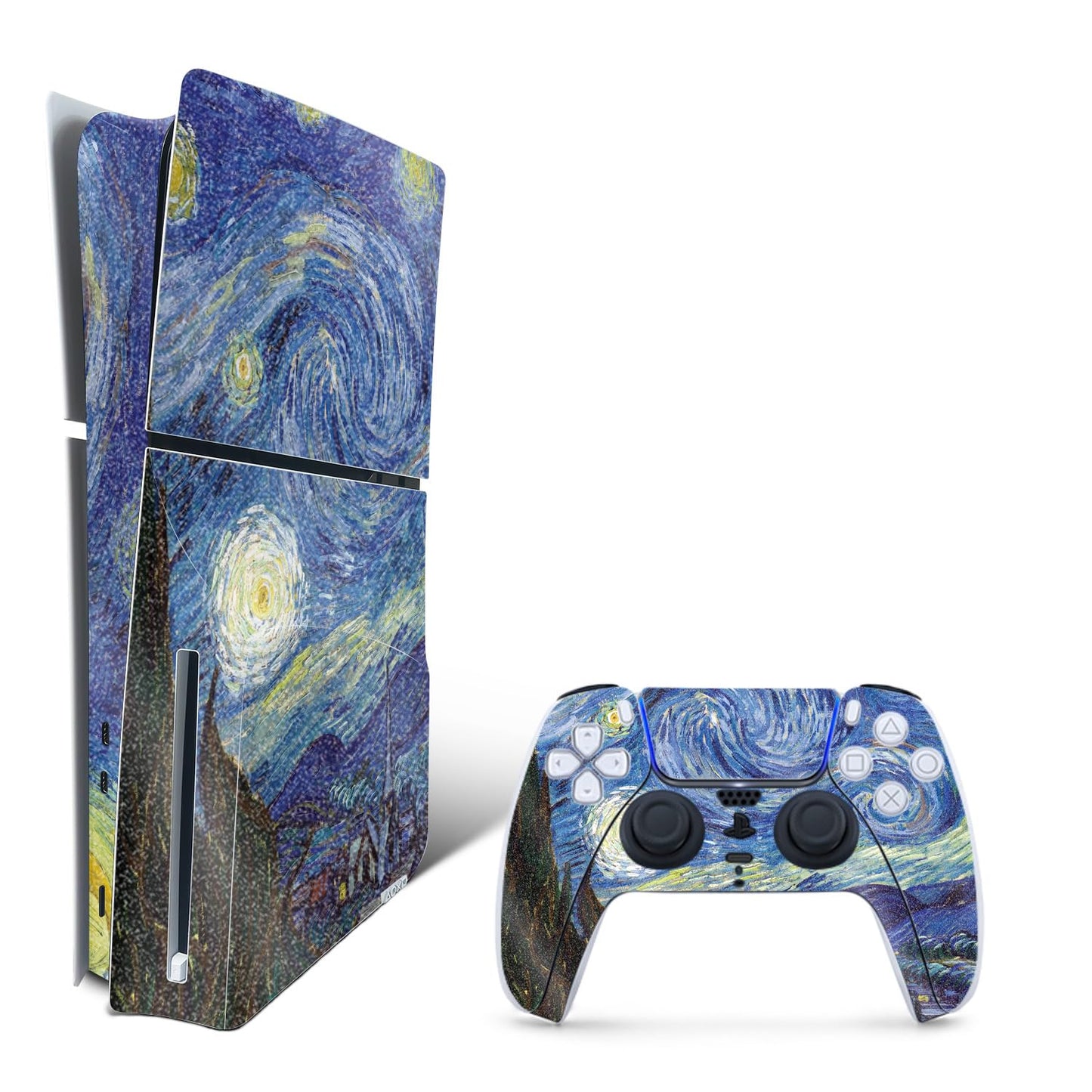 MightySkins Glossy Glitter Skin Compatible with Playstation 5 PS5 Slim Disk Edition Console Only - Starry Night | Protective Durable High-Gloss Glitter Finish | Easy to Apply | Made in The USA