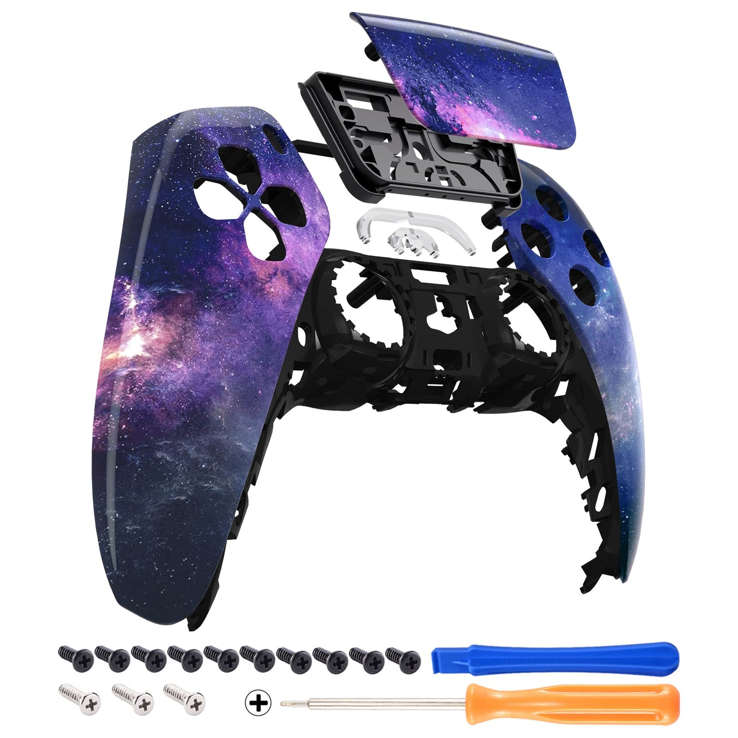eXtremeRate Nebula Galaxy Touchpad Front Top Shell Compatible with ps5 Controller BDM-010 020 030 040 050 DIY Replacement Shell Custom Touch Pad Cover Compatible with ps5 Controller