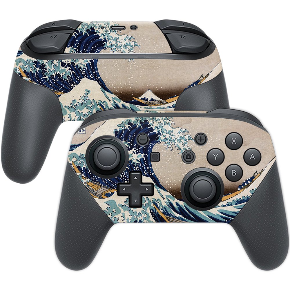 MightySkins Skin Compatible with Nintendo Switch Pro Controller - Great Wave of Kanagawa | Protective, Durable, and Unique Vinyl