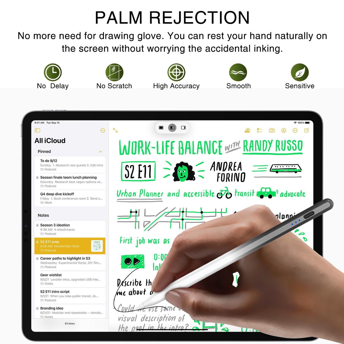 HATOKU iPad Pencil 1st Gen with Tilt & Palm Rejection, Fast Charging, Black/White, Model ID732, Compatible with iPad 2018-2025