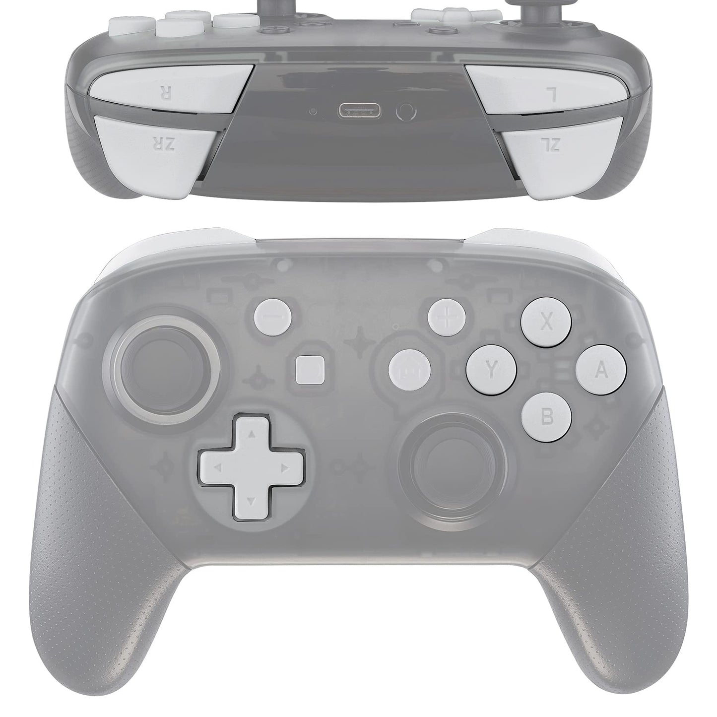 eXtremeRate White Repair ABXY D-pad ZR ZL L R Keys for Nintendo Switch Pro Controller DIY Replacement Full Set Buttons with Tools for Nintendo Switch Pro - Controller NOT Included