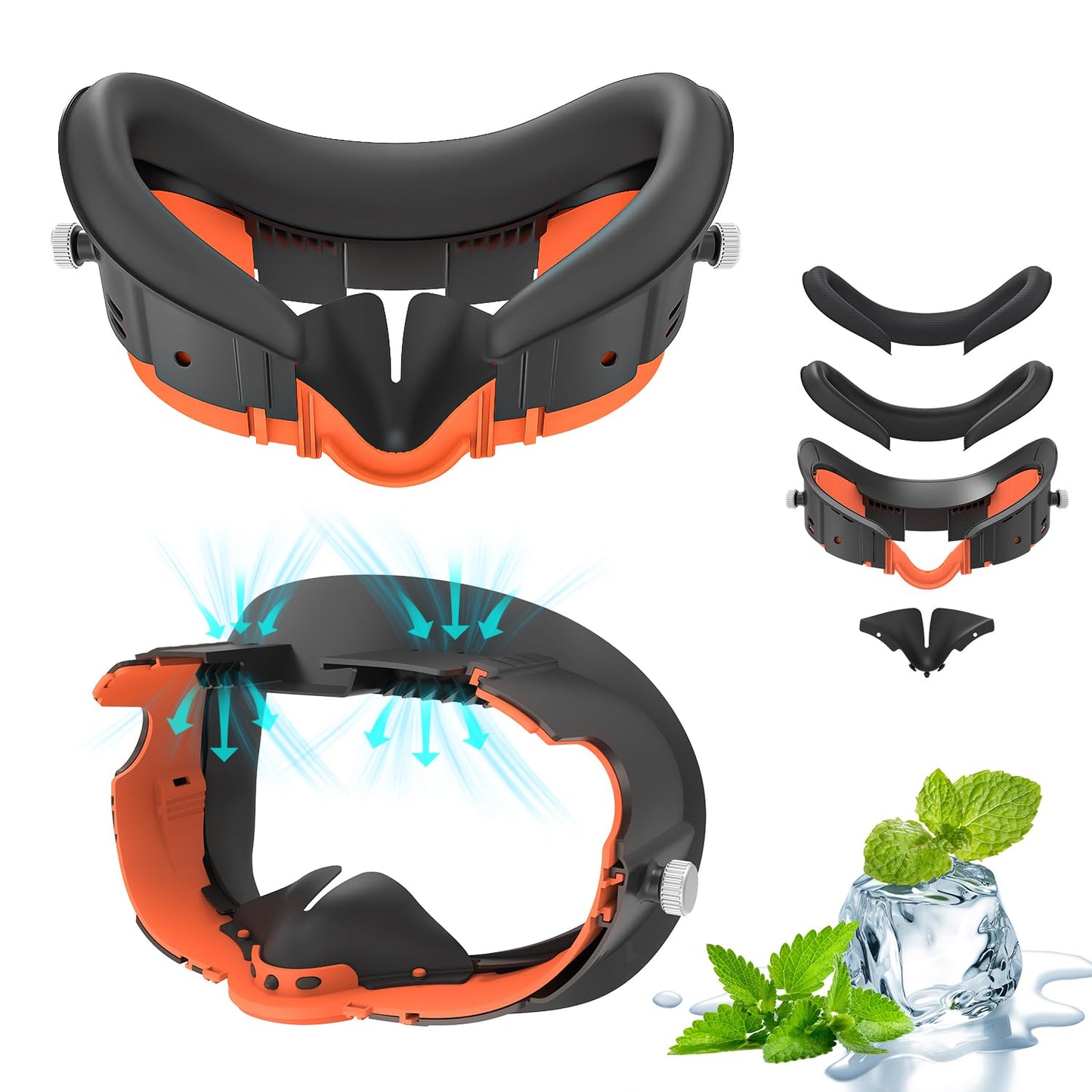 Face Cover Pad and Facial Interface Compatible with Meta Oculus Quest 3 Accessories Replaceable Upgraded Sweat-Proof PU Leather Pad Air-Circulation Design Face Cover Accessorie for Quest 3