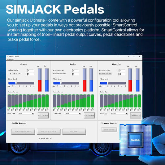 SimJack UT Pedals - Sim Racing Pedals with 200KG Load Cell Brake & Hydraulic System for PC (Model: UT-P3-H3-DB)